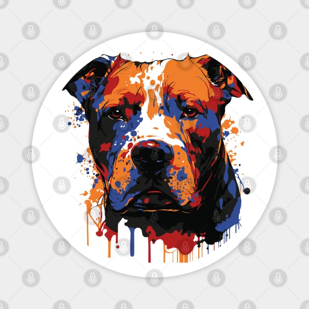 Colorful American pit bull face art Magnet by HB WOLF Arts